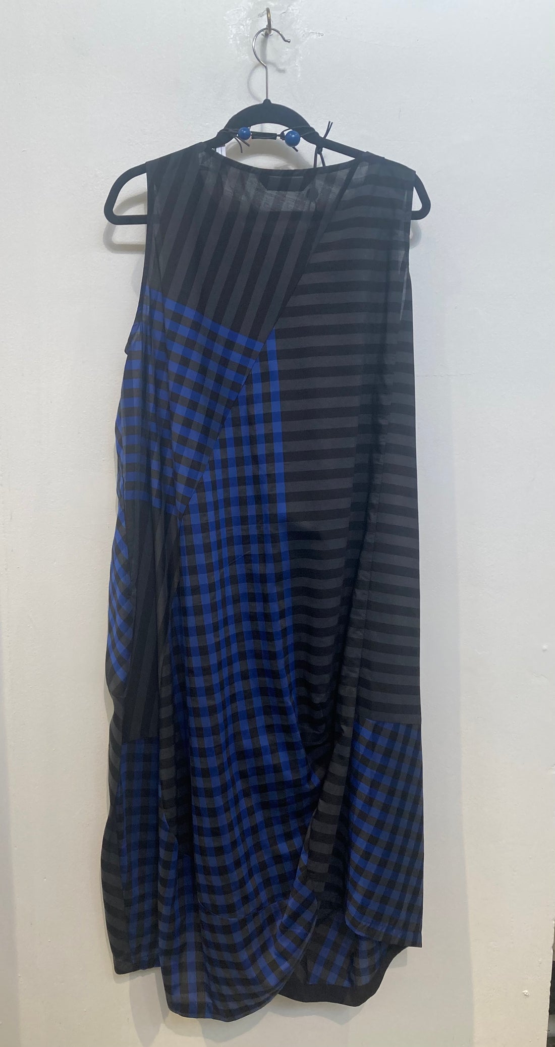 Blue, Grey and Black Checked Dress
