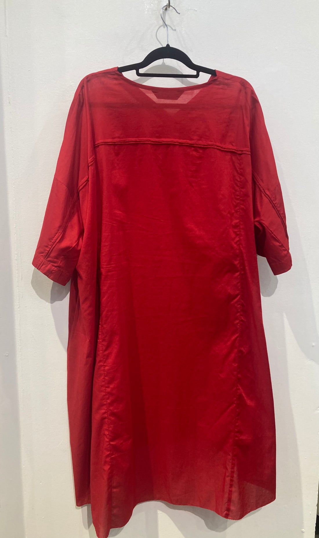 Red V-Neck Dress with Pockets