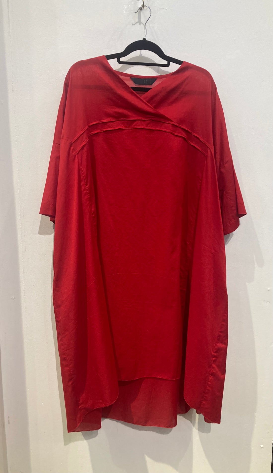 Red V-Neck Dress with Pockets