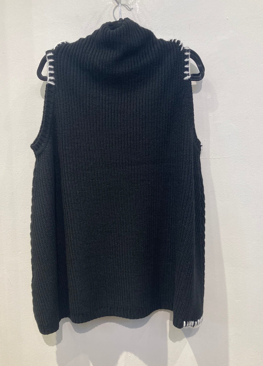 Black Sweater Sleeveless with White Trim